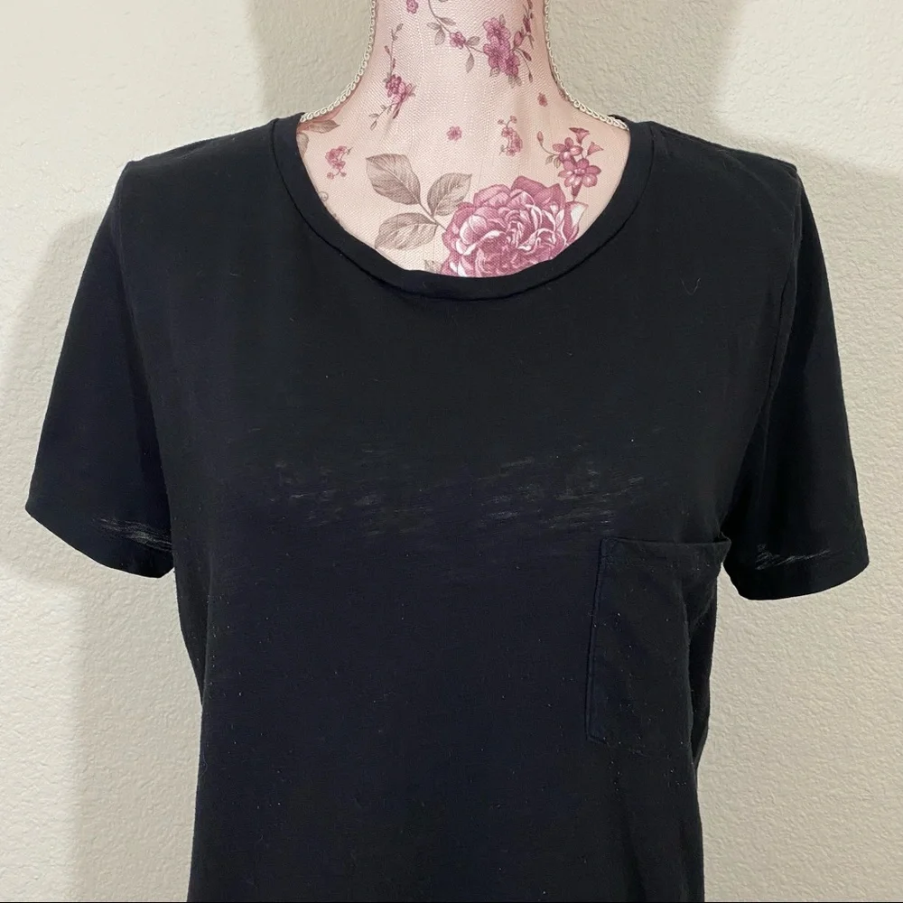 Pink VS sz:L Black Short Sleeve High-Low Sheer Tee - Picture 5 of 12